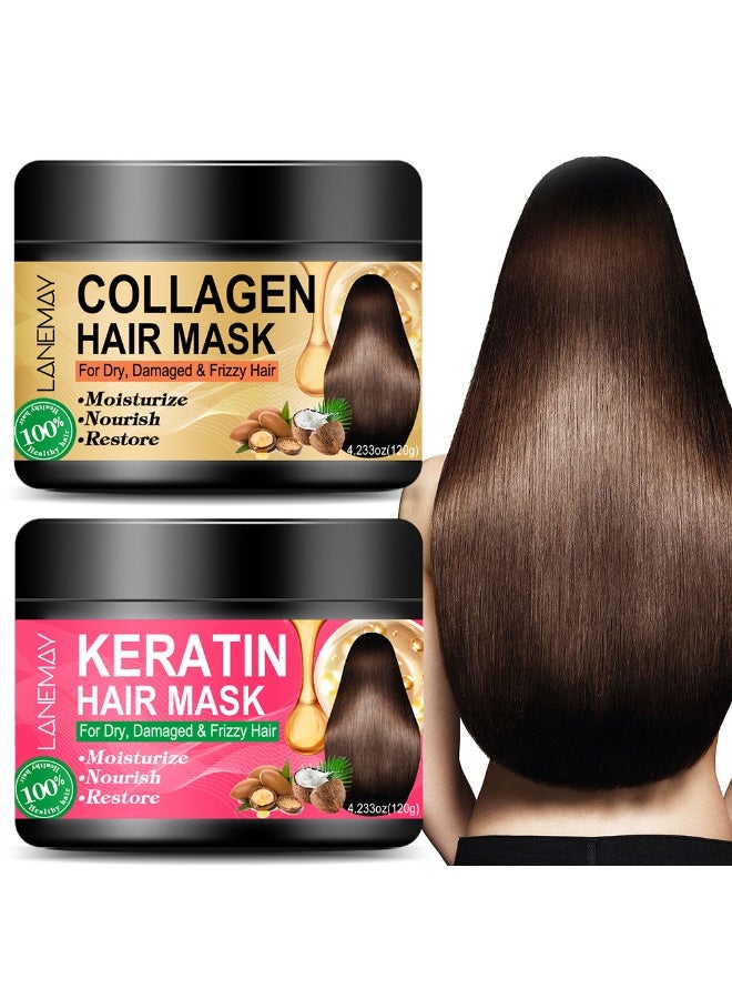 LANEMAY Collagen and Keratin Hair Care Mask - Deeply Moisturizes and Smoothens Hair, Strengthens Root, Improves Hair Quality - Image 1